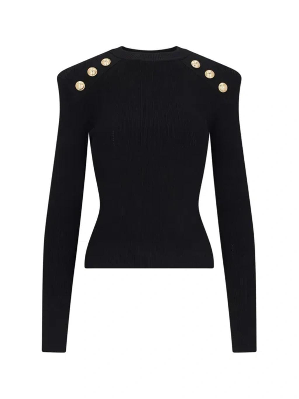 Gold Button Top In Black   Product Image