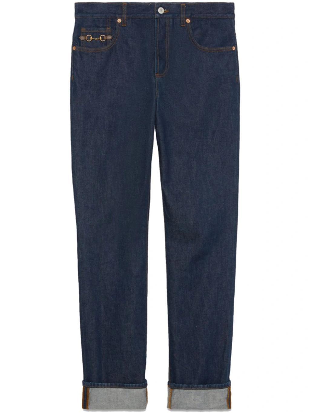 GUCCI Denim Pant With Horsebit In Blue Product Image