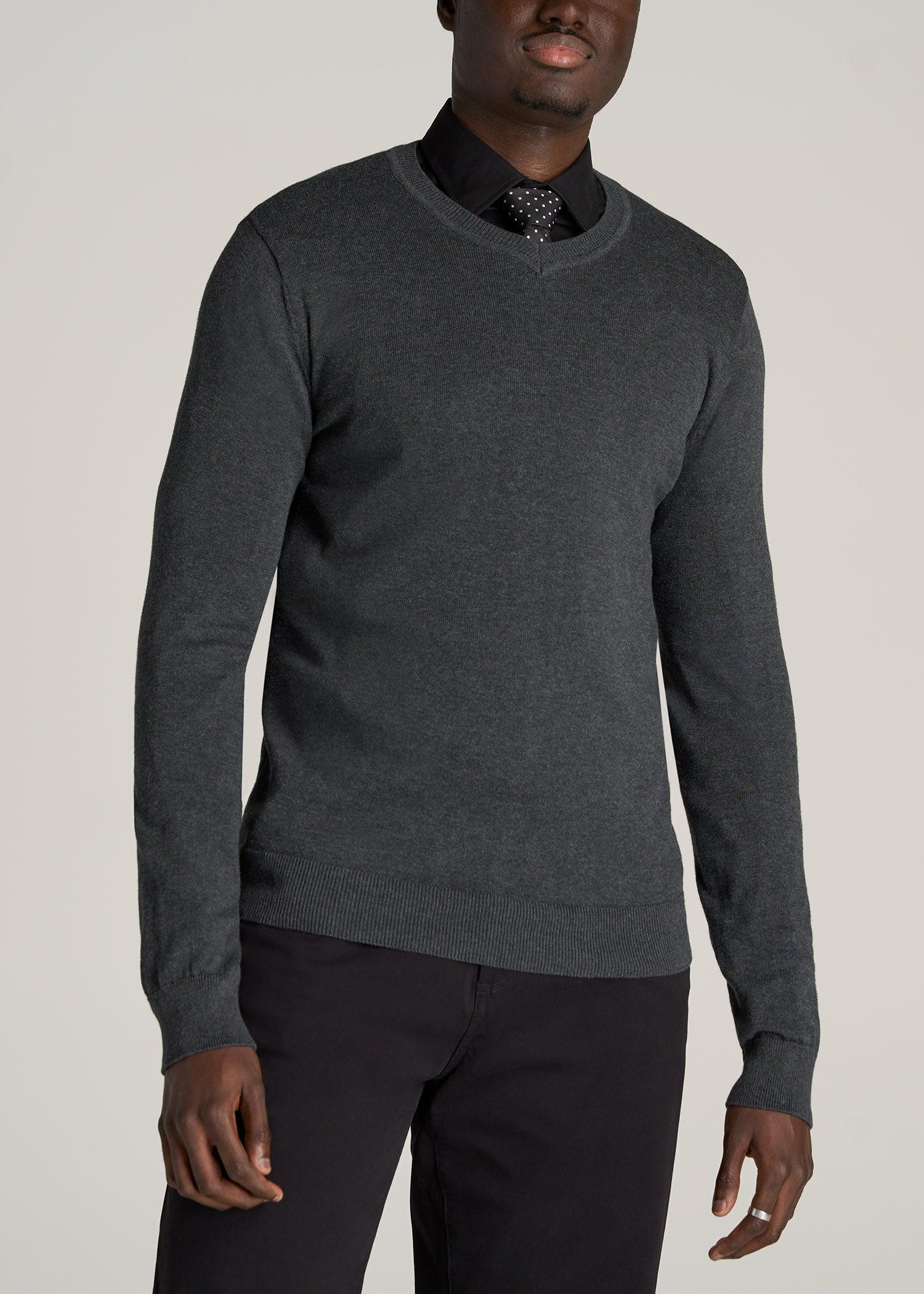 Everyday V-Neck Tall Men's Sweater in Charcoal Mix Male Product Image