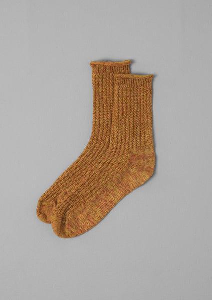 Ribbed Cotton Marl Socks | Mustard Product Image