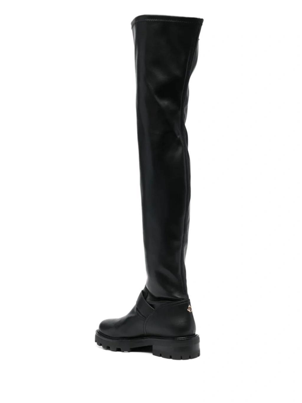 JIMMY CHOO Biker Ii Buckled Leather Over-the-knee Boots In Black Product Image