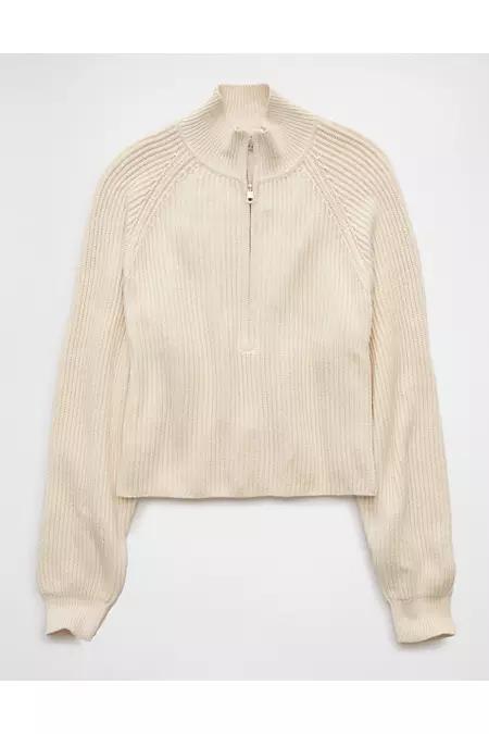 AE Cropped Mock Neck Quarter-Zip Sweater Womens product image