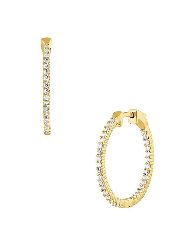 Womens 14K Yellow Gold & 0.72 TCW Natural Diamond Inside-Out Hoop Earrings Product Image