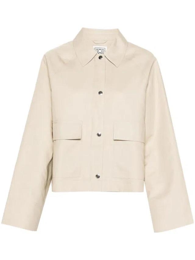 Organic Cotton Cropped Jacket In Beige Product Image