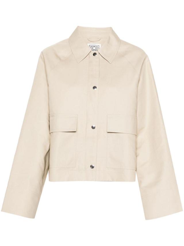 Cropped Organic Cotton Jacket In Sand Product Image