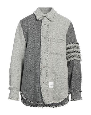 THOM BROWNE Man Shirt Grey Size 4 Wool, Cotton Product Image