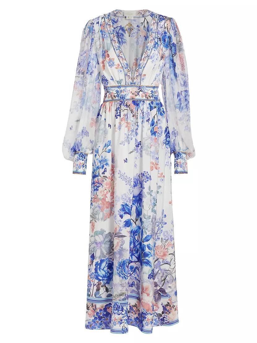 True Bloom Silk V-Neck Maxi Dress Product Image