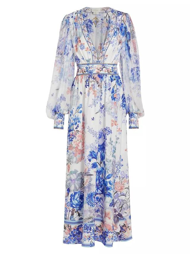 True Bloom Silk V-Neck Maxi Dress Product Image