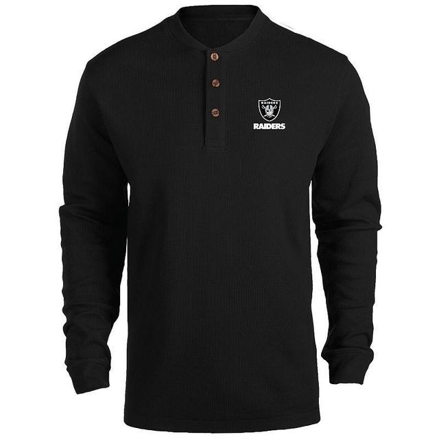 Mens Dunbrooke Black Las Vegas Raiders Logo Maverick Thermal Henley Long Sleeve T-Shirt Product Image