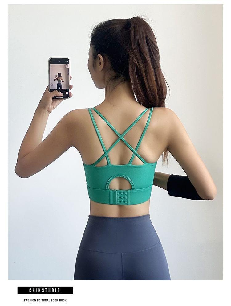 Strappy Plain Sports Bra Product Image