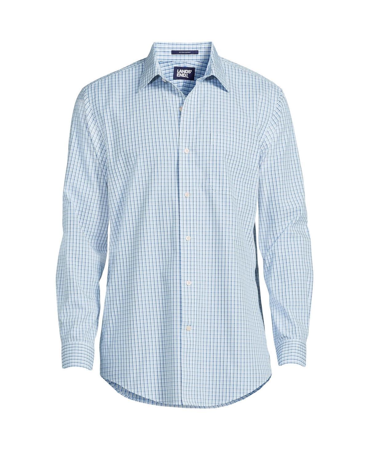 Lands End Mens Pattern No Iron Supima Pinpoint Straight Collar Dress Shirt - Gray Product Image