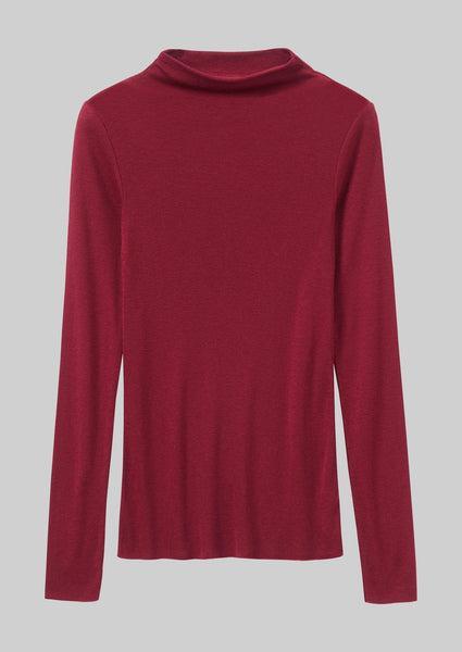 Aster Wool Lyocell High Neck Tee | Claret Product Image