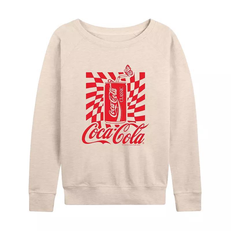 Womens Coca-Cola Warped Grid With Can Slouchy Graphic Sweatshirt, Girls Brown Product Image