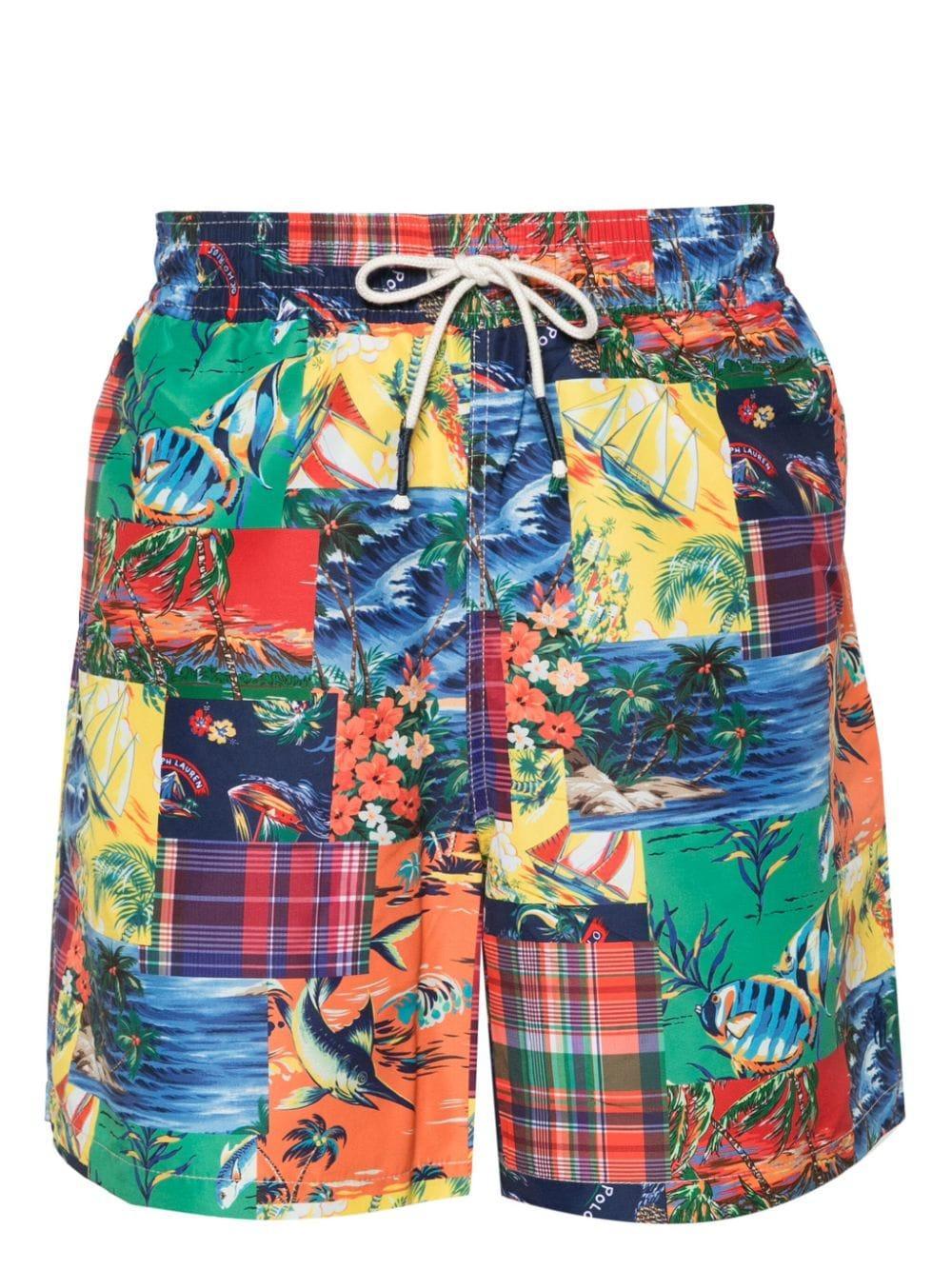 Logo-patch Swim Shorts In Blue Product Image