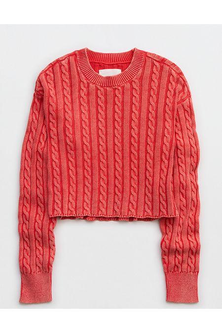 Aerie Mini Cable Cropped Sweater Women's Product Image