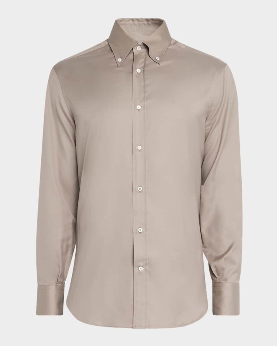 Men's Cotton Twill Casual Button-Down Shirt Product Image