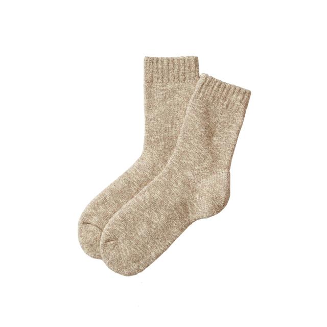 Marled Loop Back Socks  - Khaki Product Image