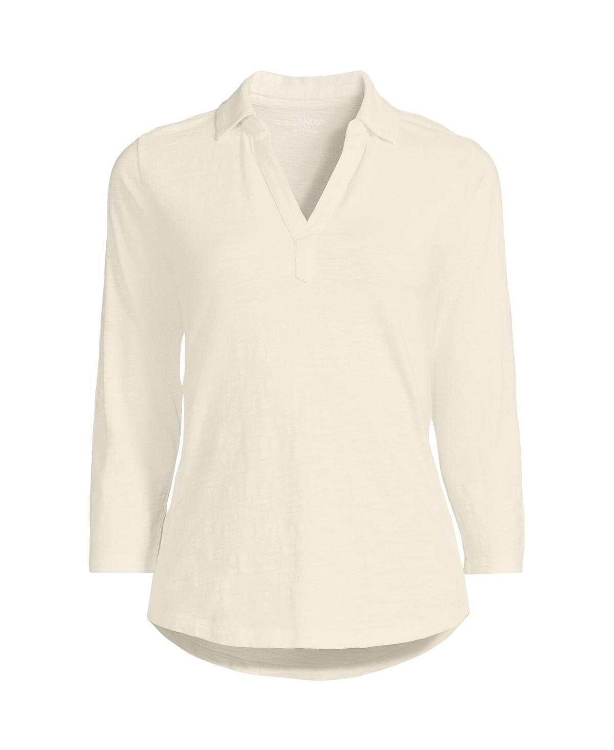 Lands End Womens Slub Polo Top Product Image