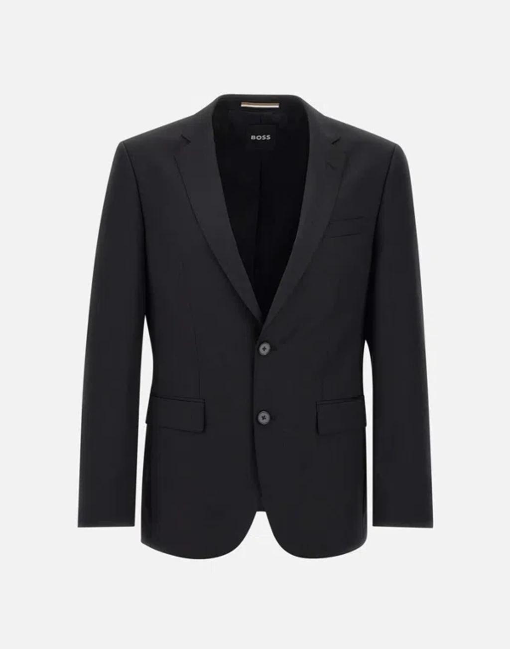 HUGO BOSS Lapels Slim Fit Wool Blazer In Black Product Image