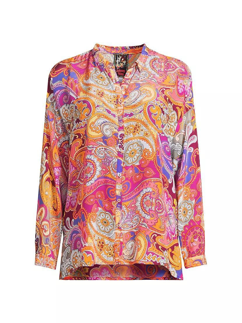 The Audrey Paisley Silk Oversized Blouse Product Image