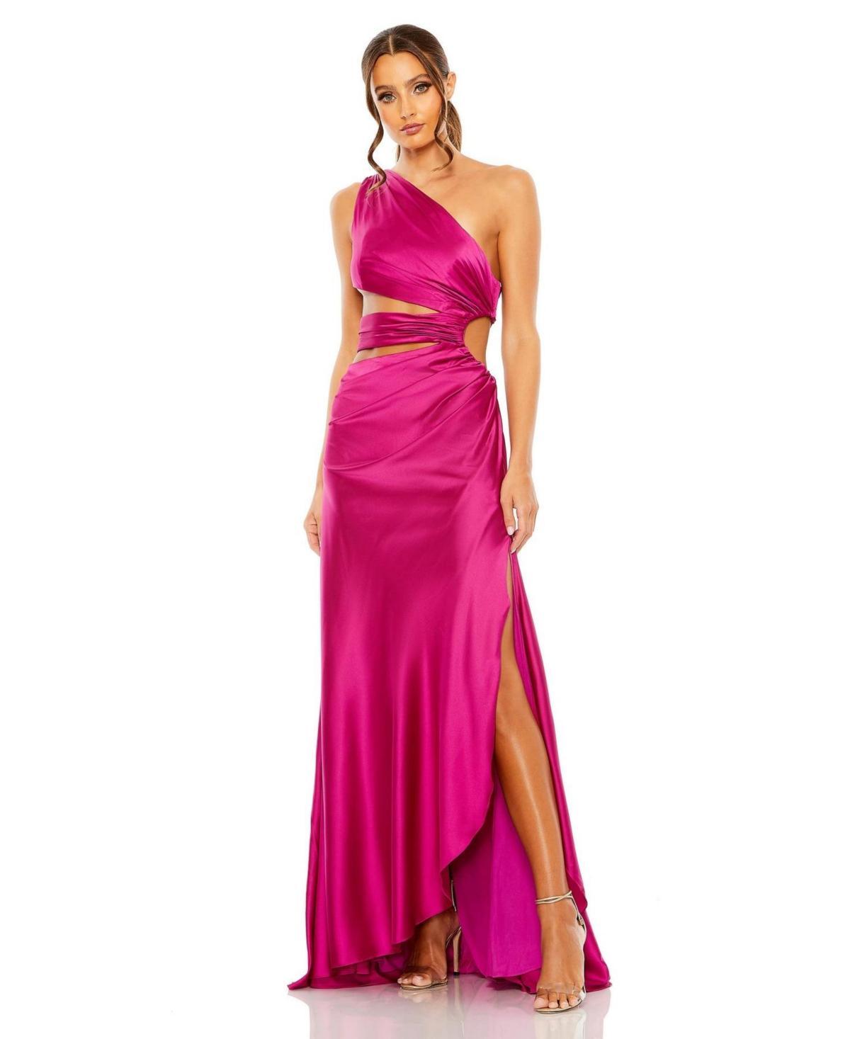 Women's Cut Out One Shoulder Satin Gown Product Image