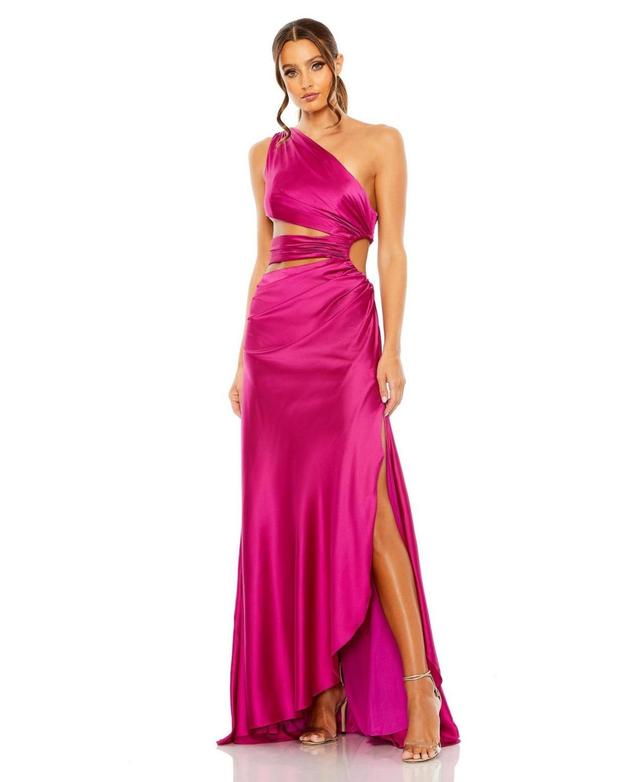 Women's Cut Out One Shoulder Satin Gown Product Image