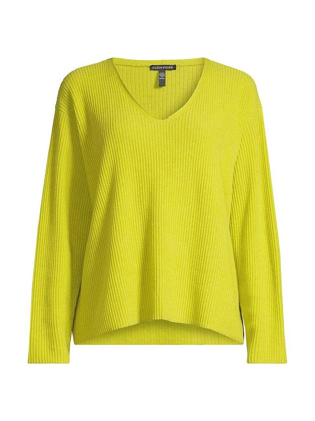 Ribbed V-Neck Cashmere Sweater Product Image