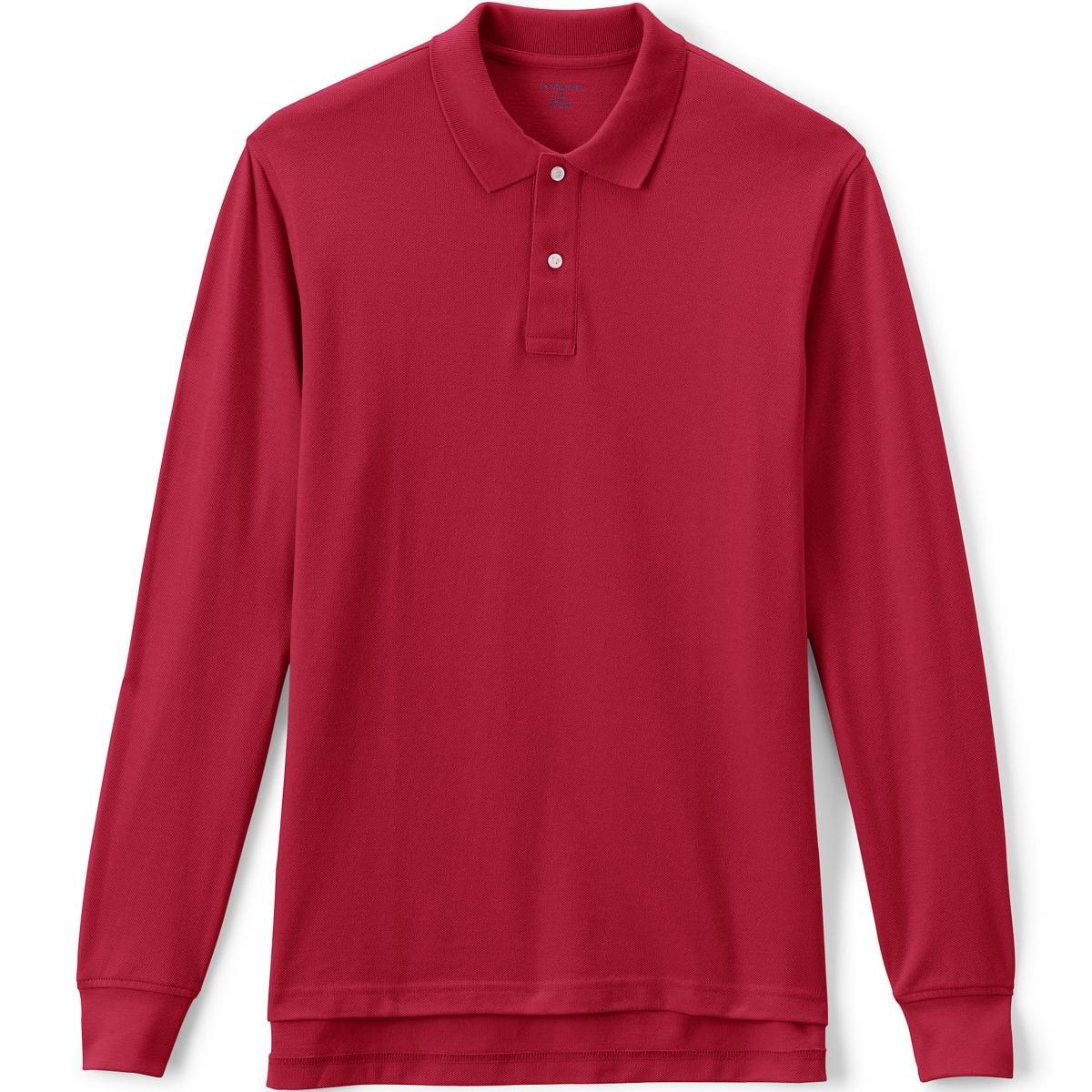 Mens Lands End Long Sleeve Mesh Polo Shirt Product Image