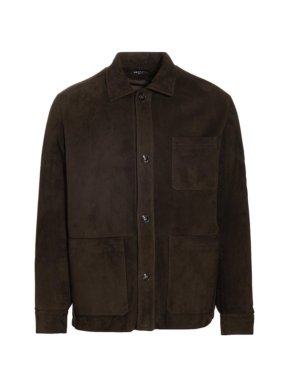 Mens Suede Button-Front Jacket Product Image