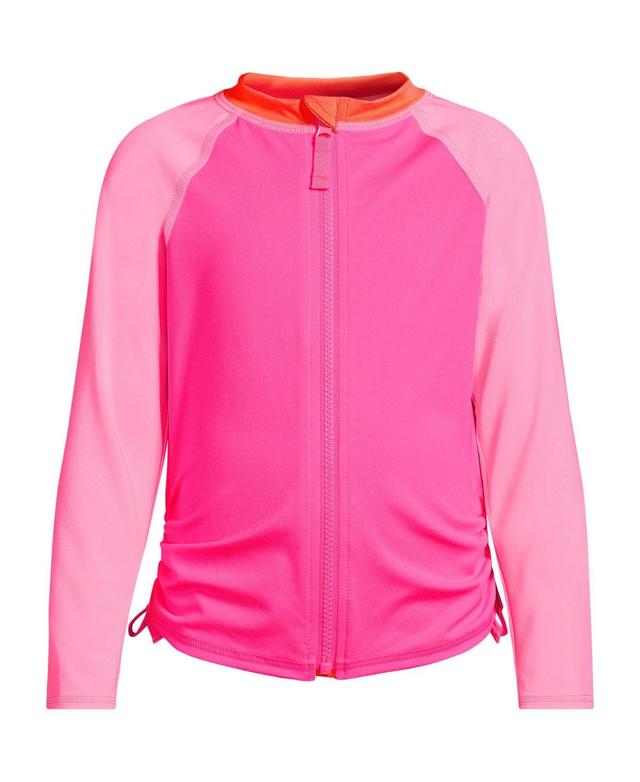 Lands End Womens Girls Long Sleeve Zip Front Upf 50 Rash Guard - Knockout pink Product Image