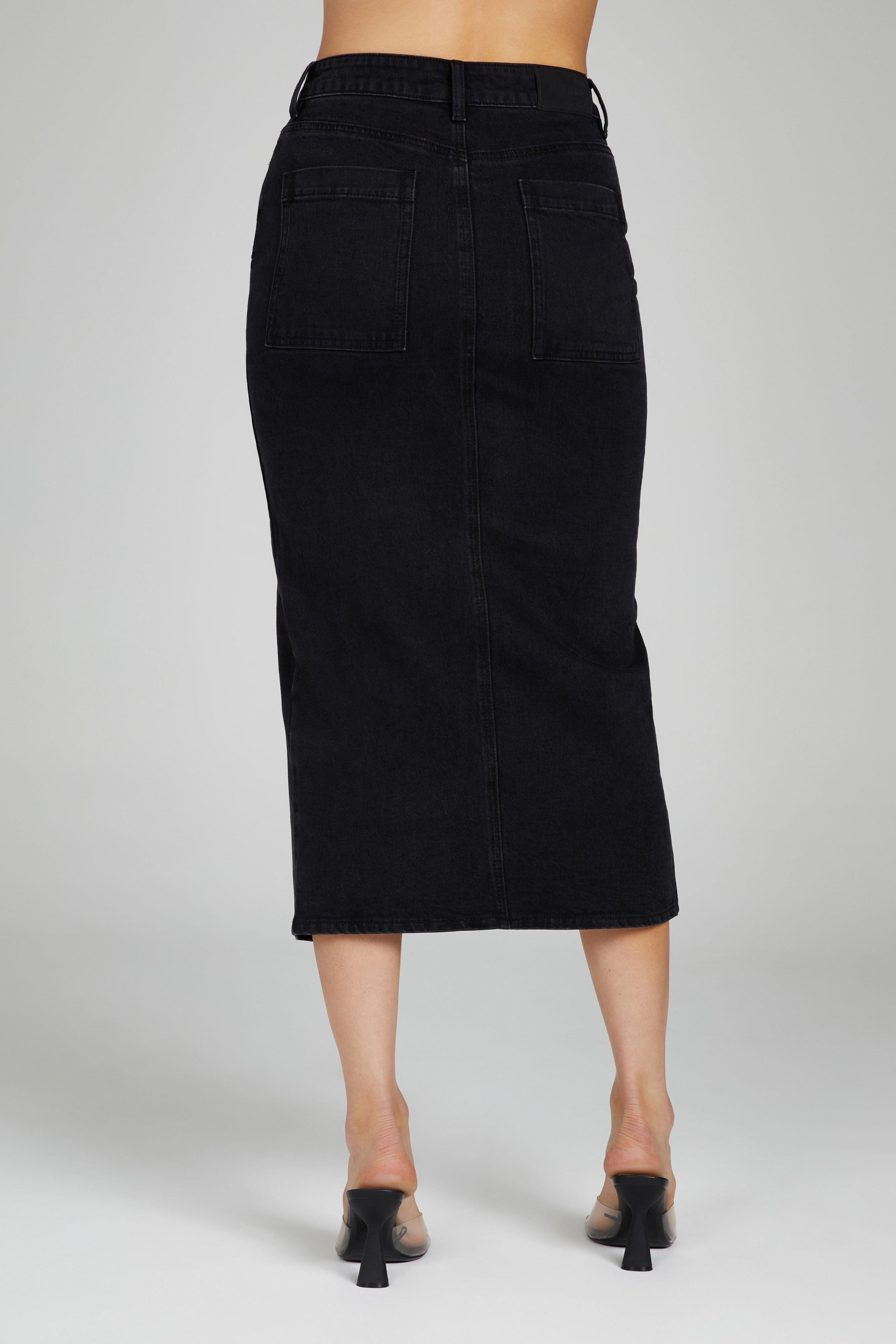 Acacia Denim Midi Skirt - Washed Black Product Image