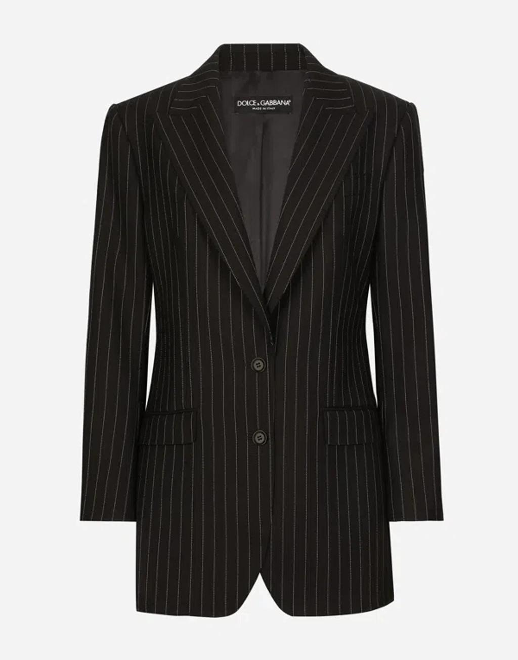 Single-breasted Pinstripe Wool Jacket In マルチカラー Product Image