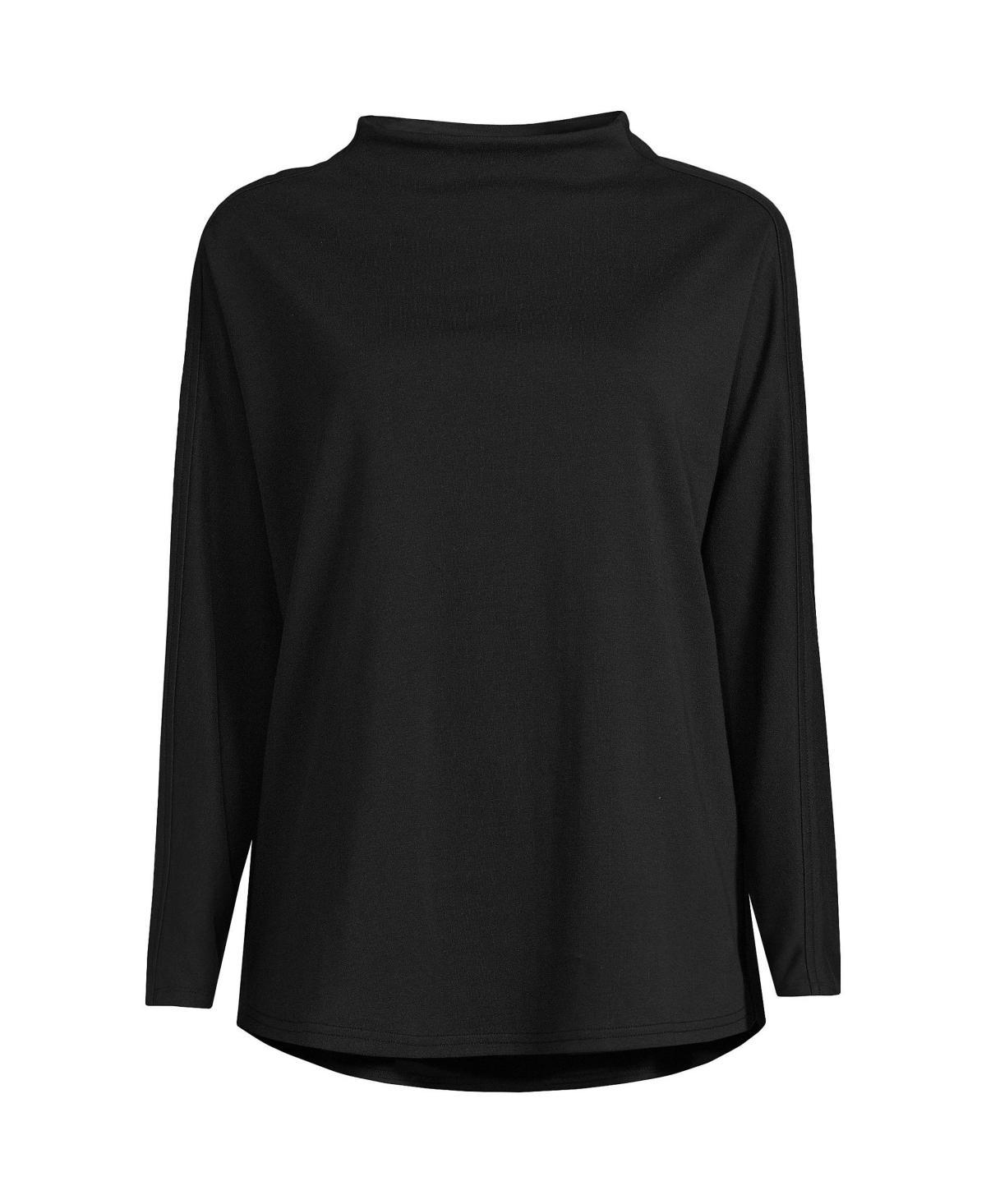 Lands End Womens Sport Knit Funnel Neck Top Product Image