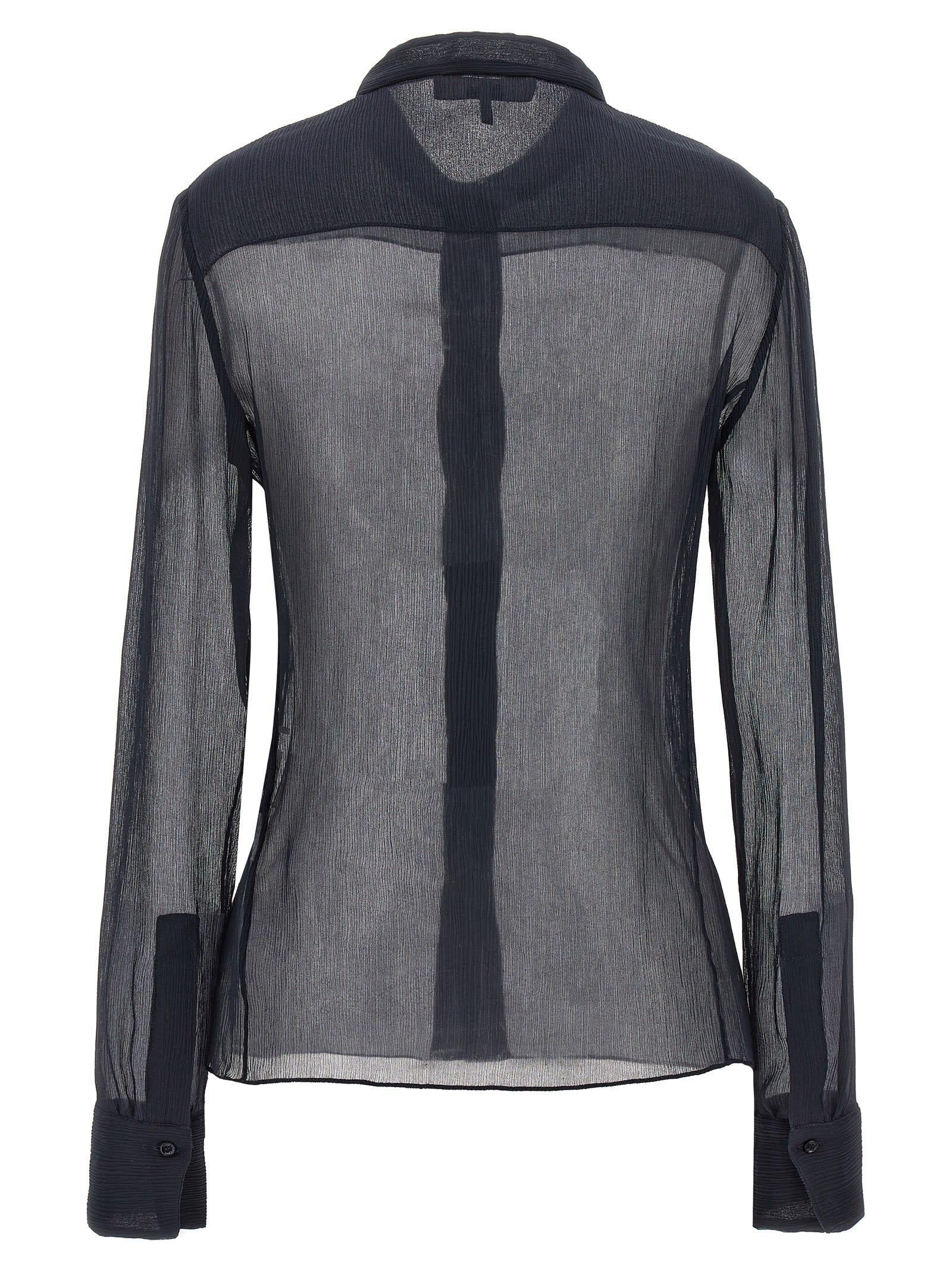 CHLOÉ Sheer Silk Button-up Shirt In Black Product Image