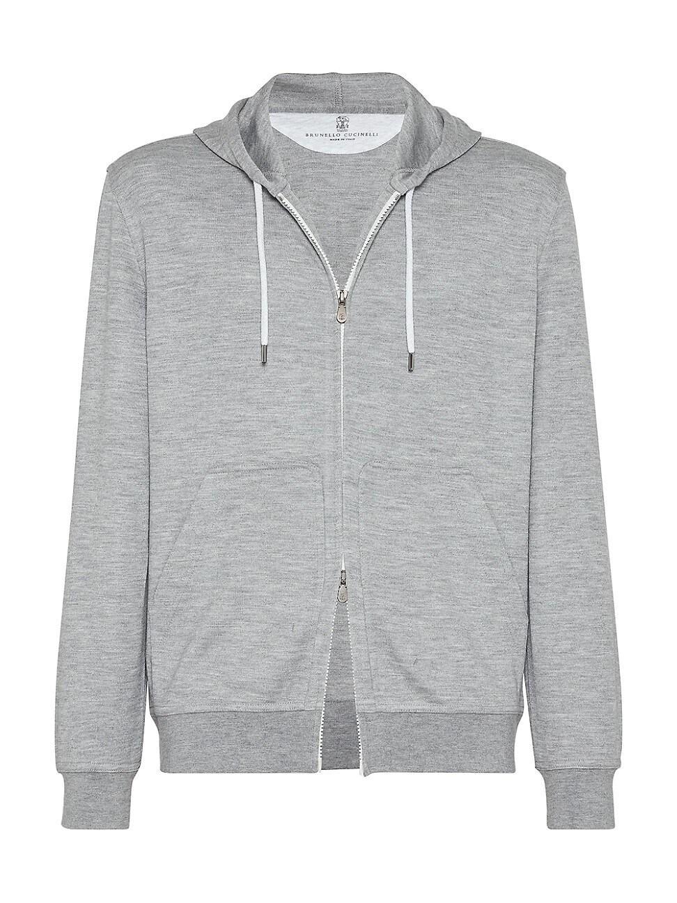 Mens Cashmere and Silk French Terry Hooded Sweatshirt with Zipper Product Image