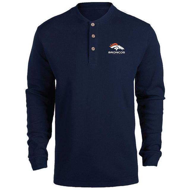 Mens Dunbrooke Denver Broncos Logo Maverick Thermal Henley Long Sleeve T-Shirt Blue Product Image