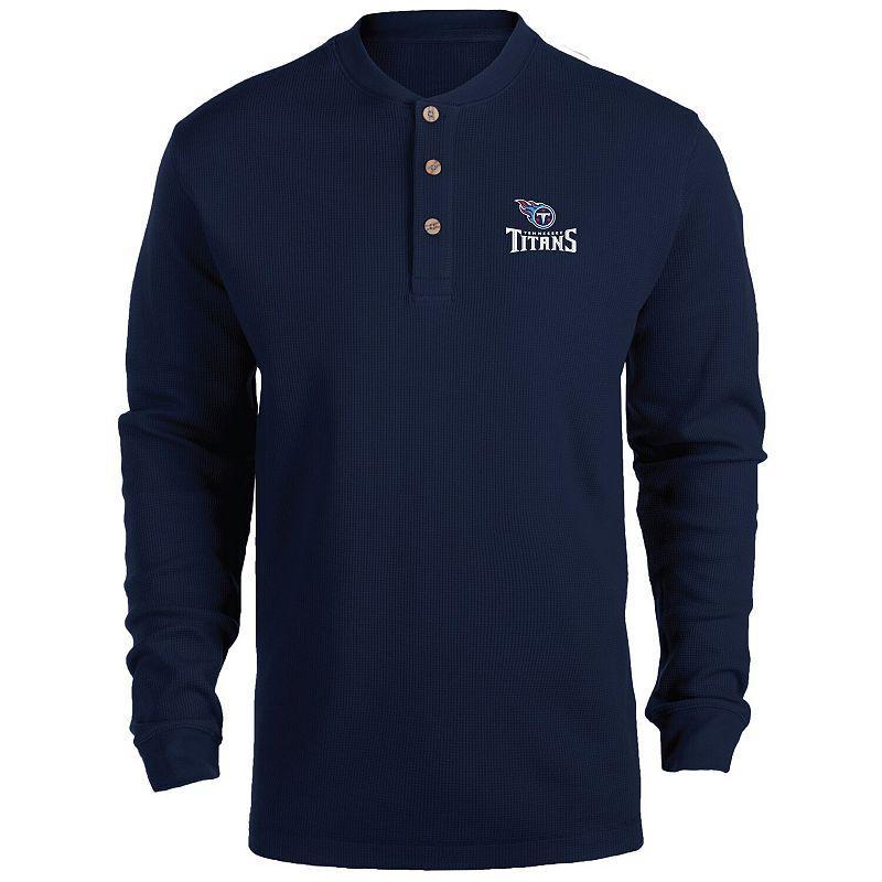 Mens Dunbrooke Tennessee Titans Logo Maverick Thermal Henley Long Sleeve T-Shirt Blue Product Image