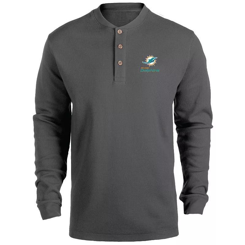 Mens Heathered Gray Miami Dolphins Maverick Thermal Henley Long Sleeve T-Shirt Product Image