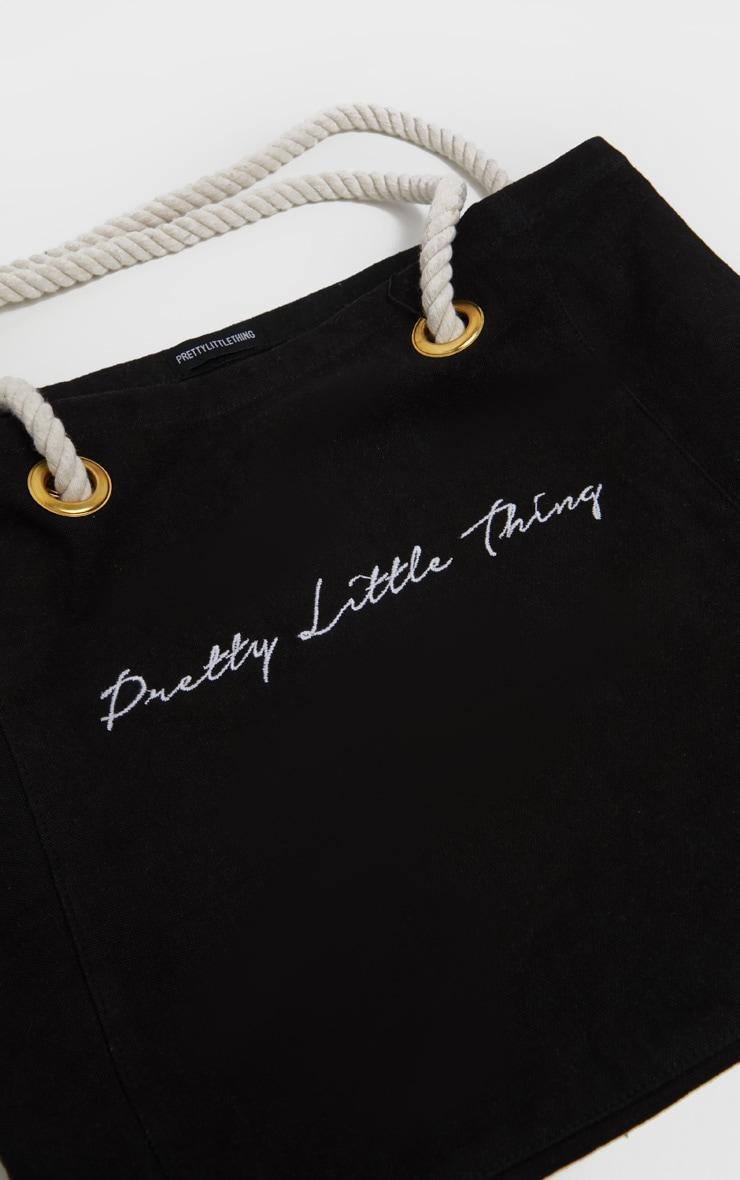 PRETTYLITTLETHING Black Cotton Beach Bag Product Image