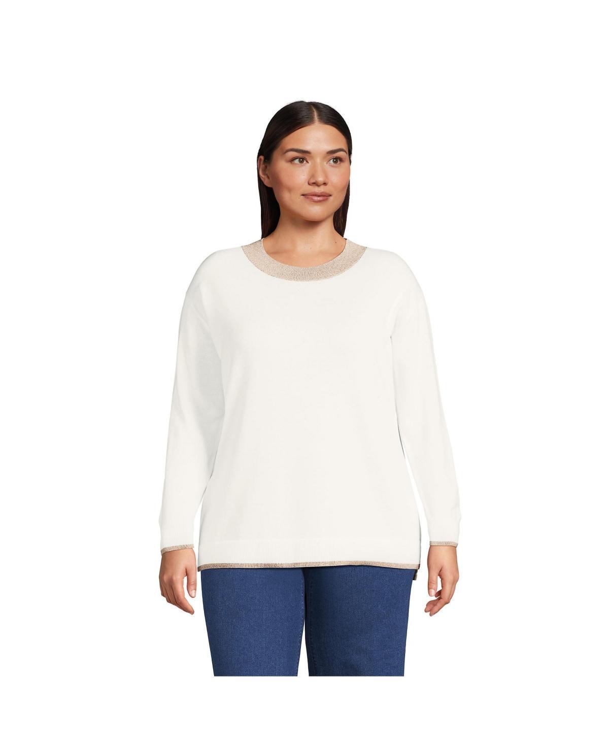 Plus Size Lands End Lightweight Crewneck Sweater, Womens Product Image