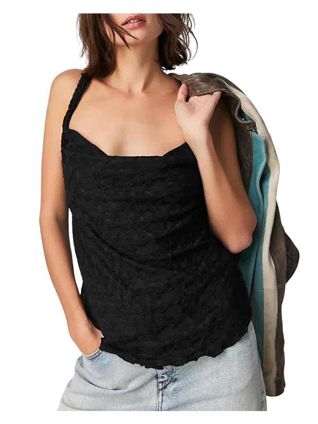 Mykonos Womens Textured Blouse In Black Product Image