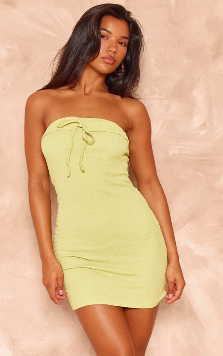 Lime Tie Front Bandeau Dress Product Image