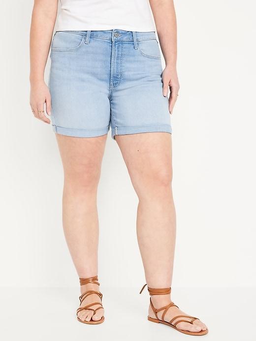 High-Waisted Wow Jean Shorts -- 5-inch inseam Product Image