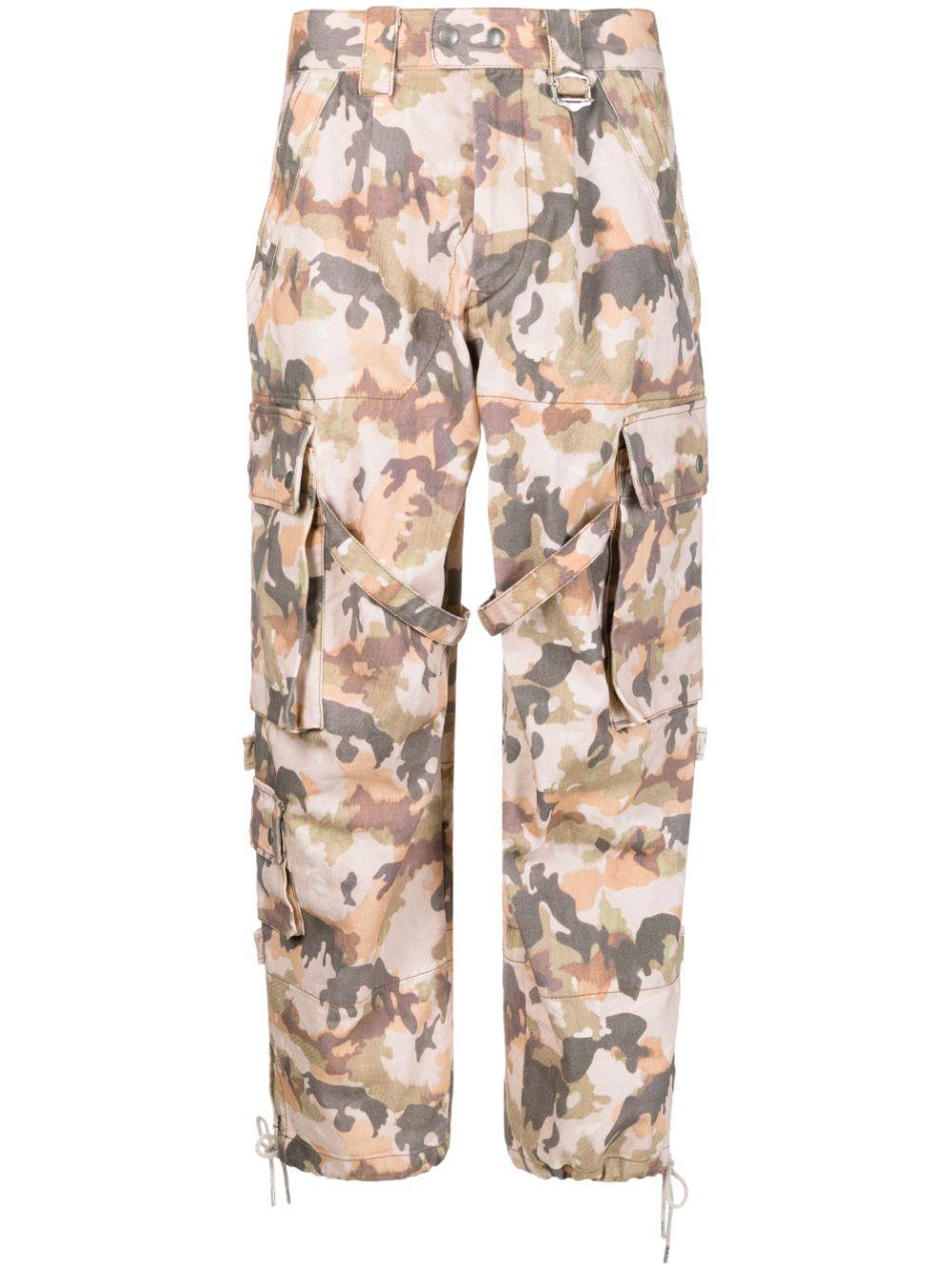 ISABEL MARANT Elore Camo Printed Cotton Cargo Pants In Neutrals Product Image