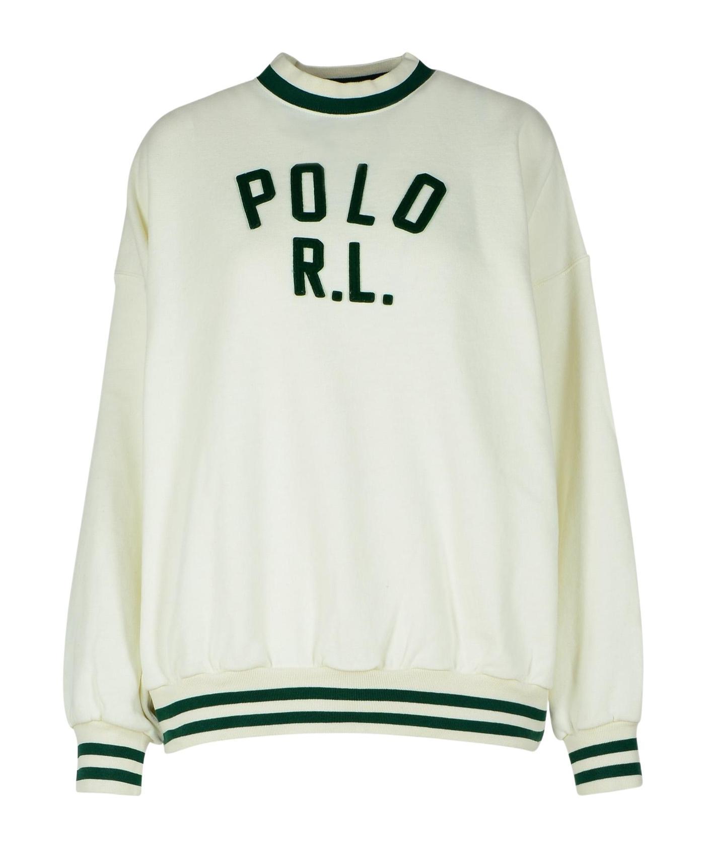 POLO RALPH LAUREN Striped Long-sleeved Hoodie In White Product Image