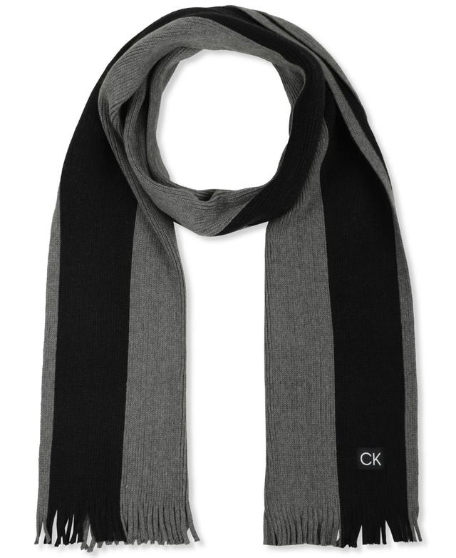 Calvin Klein Mens Thick Wool Blend Side Stripe Logo Scarf Product Image