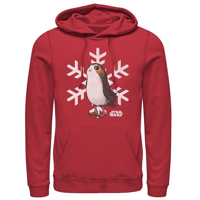 Mens Star Wars Porg Snowflake Christmas Holiday Graphic Hoodie Product Image