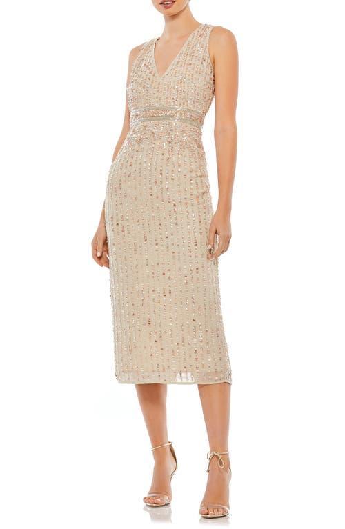 Womens Sequined Sleeveless V-Neck Midi Sheath Dress Product Image