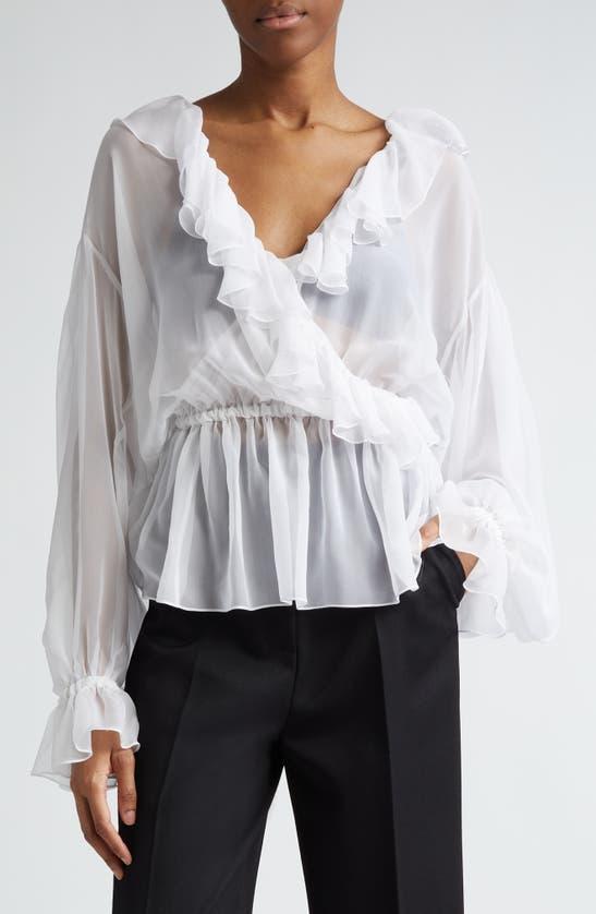 DOLCE & GABBANA Chiffon Blouse In Bianco Ottico Product Image