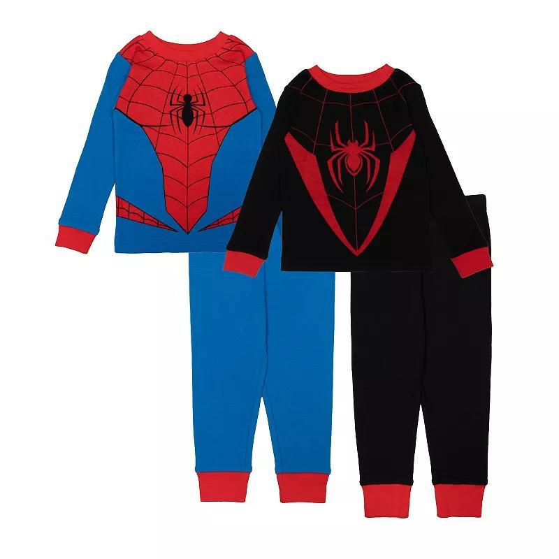 Boys 4-10 Marvel Spider-Man Spidey Morales Suit 2 Peter Parker & Miles Morales 4-Piece Pajama Tops & Pajama Bottoms Set, Boys Product Image